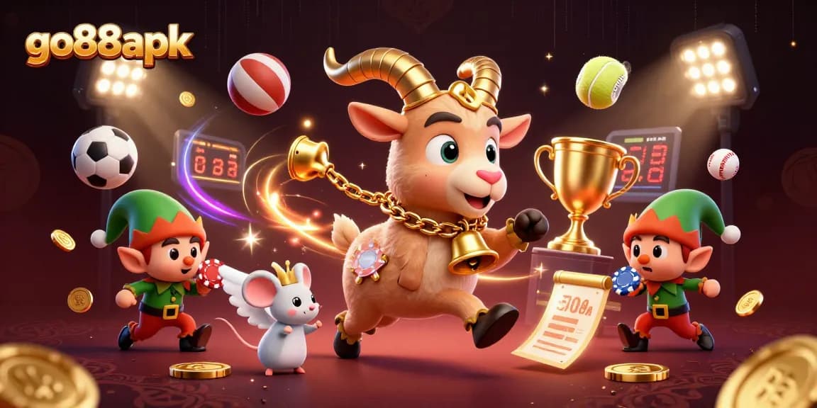 Experience excitement at go88apk's holiday-casino with festive characters amidst chaotic gaming action.