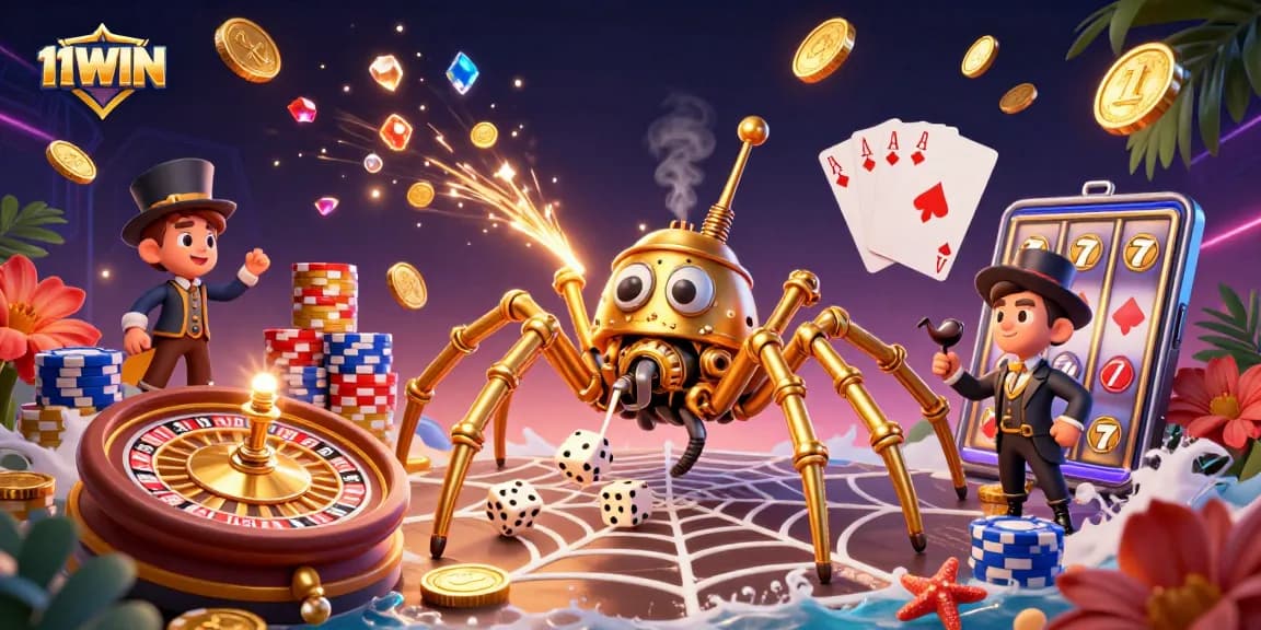 Experience the thrill of winning at 11WIN with vibrant casino elements and excitement!