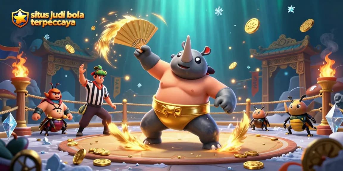 Experience thrilling sports betting action at situs judi bola terpercaya with dynamic beetle-themed illustration.