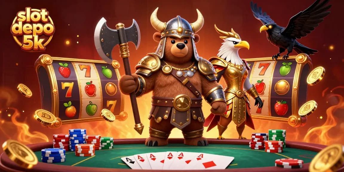 Experience exciting slots at slot depo 5k with vibrant illustrations of jackpots and gaming action!