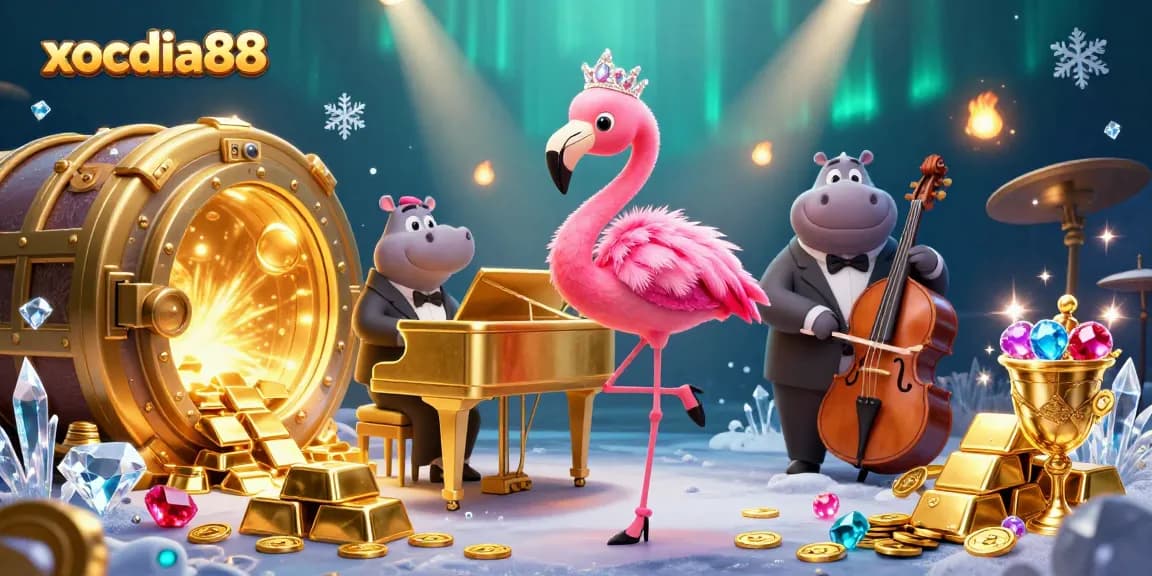 Xocdia88 brings vibrant casino energy with a flamingo singer and hippo bassist.