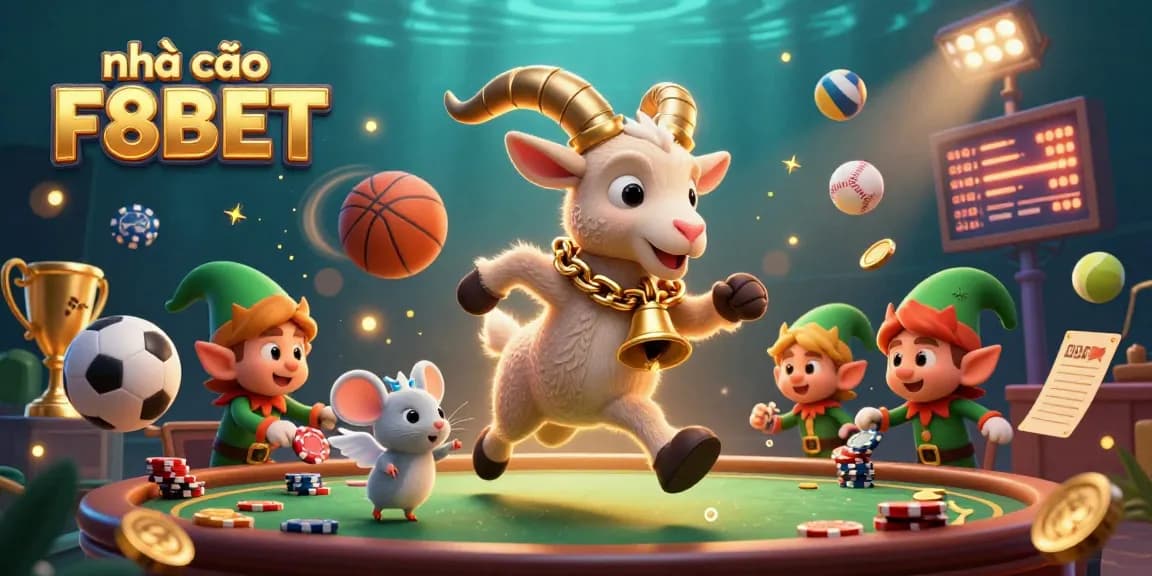 Experience thrilling gameplay at nhà cái F8BET with a vibrant, dynamic casino atmosphere featuring engaging characters and exciting sports elements.