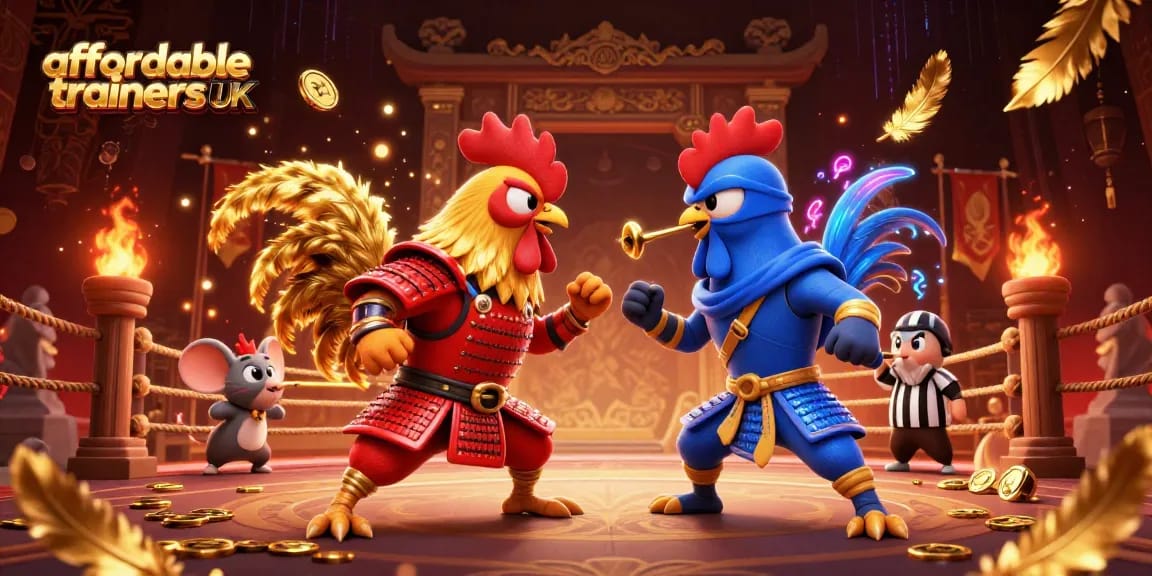 Experience thrilling showdowns of affordable trainers UK as roosters engage in an epic duel in a vibrant arena.