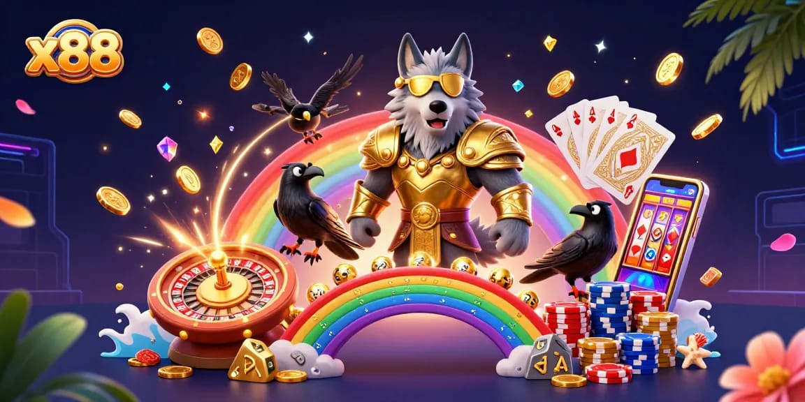 Experience the thrill at x88 with Odin and his ravens in a casino-themed adventure.