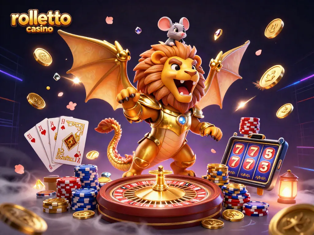 Experience the excitement of rolletto casino with a captivating 3D illustration showcasing dynamic gaming elements.
