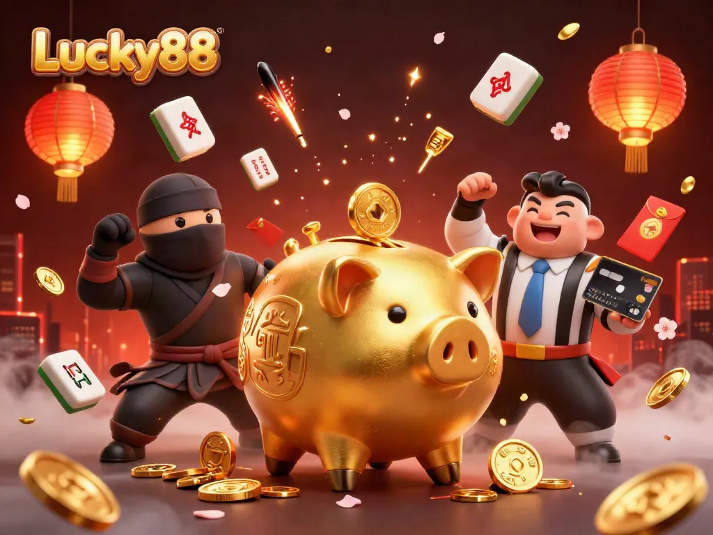 Spin to win big with Lucky88: an epic 3D illustration featuring vibrant casino elements.