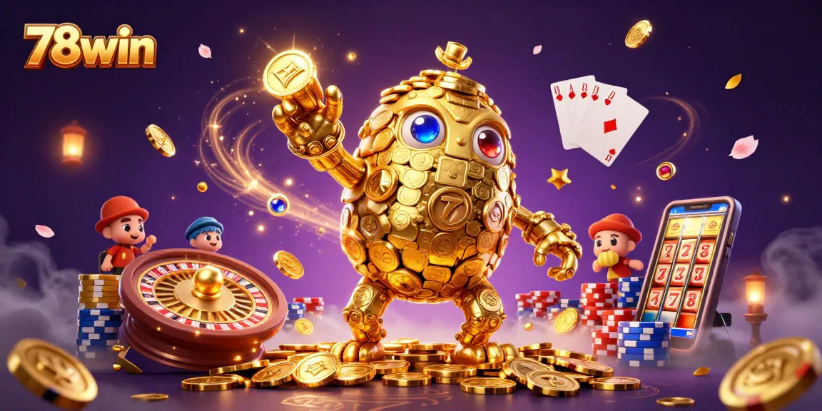 Experience the excitement of 78win with dazzling 3D elements and casino highlights.
