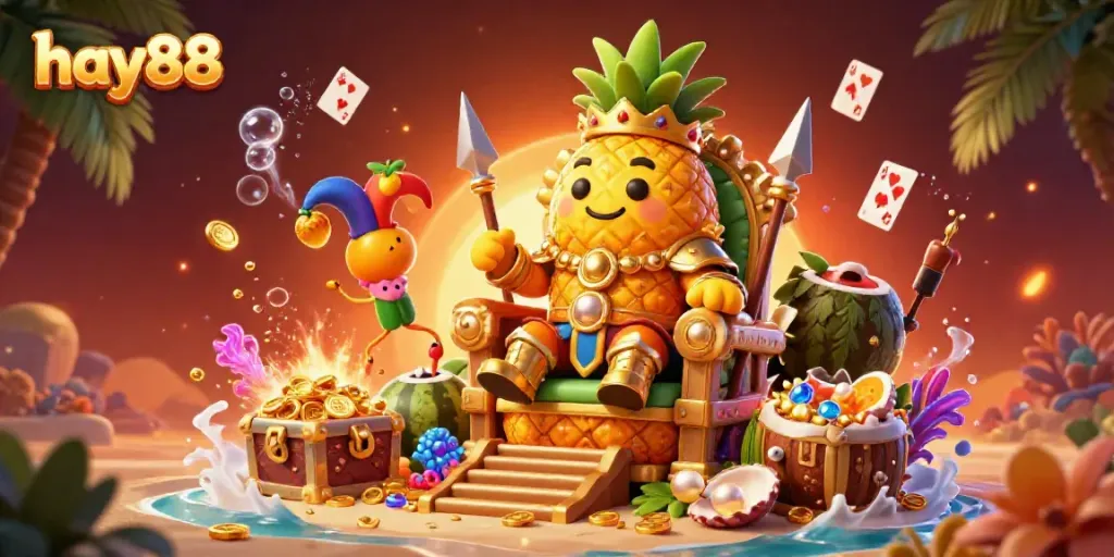 Engage with thrilling gaming adventures at hay88, featuring a lively beach casino scene.