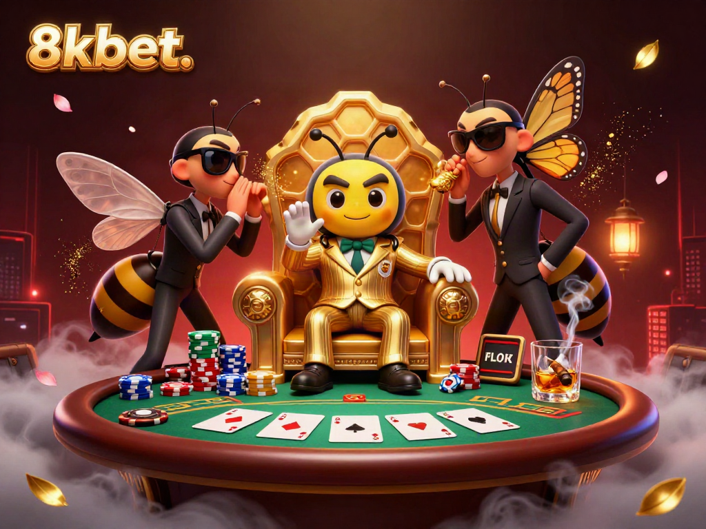 Experience thrilling gambling action with 8xbet in a vibrant casino setting featuring dynamic characters.