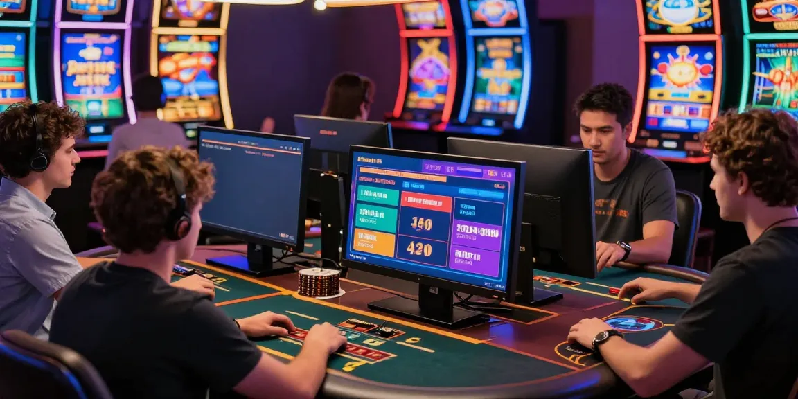 Casino not on GamStop featuring diverse players engaged with vibrant online games and interactive interfaces.