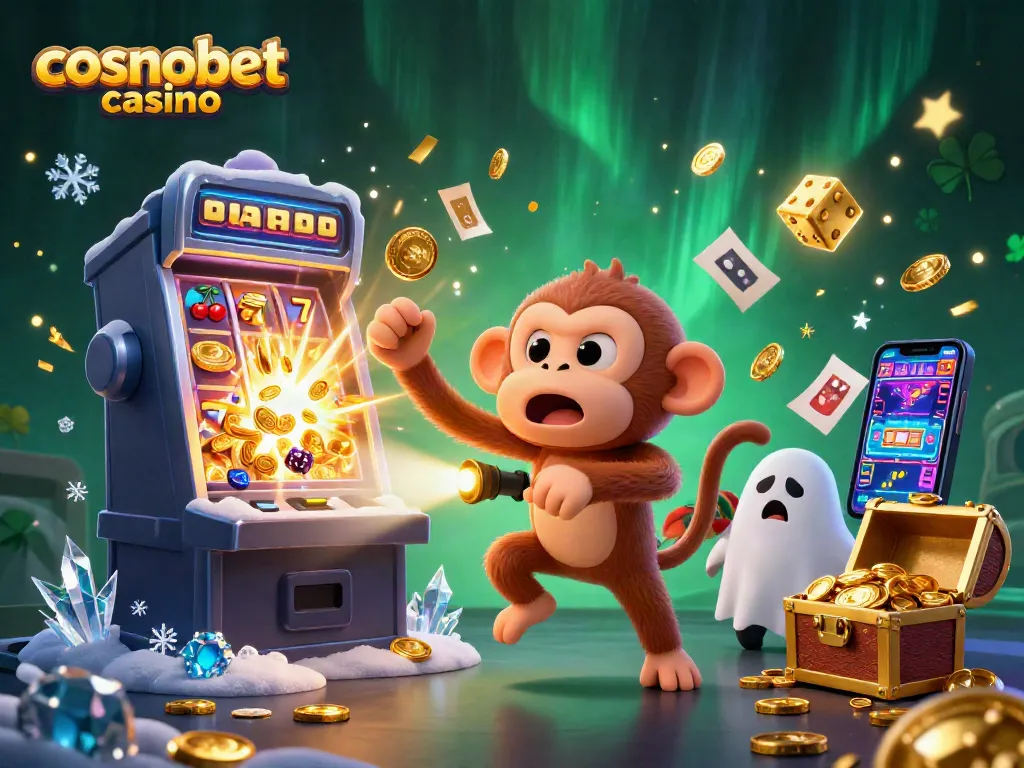 Experience the thrill of winning at cosmobet casino with vibrant 3D character interactions and casino elements.