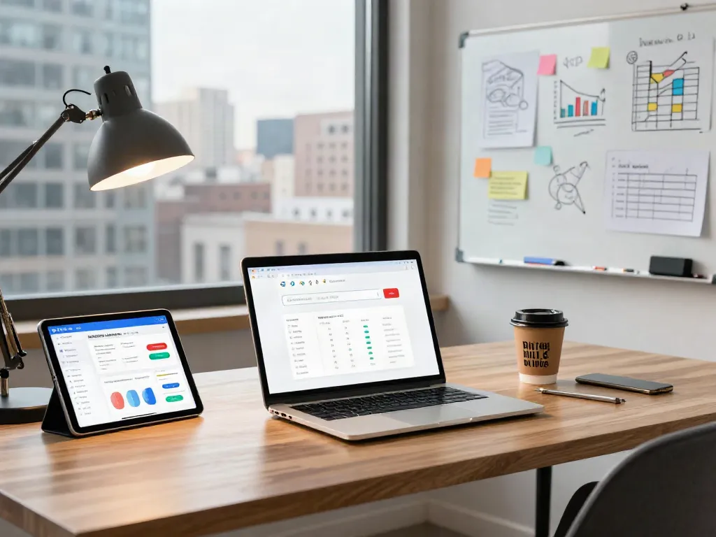 Digital marketer analyzing instant indexing performance in a modern workspace