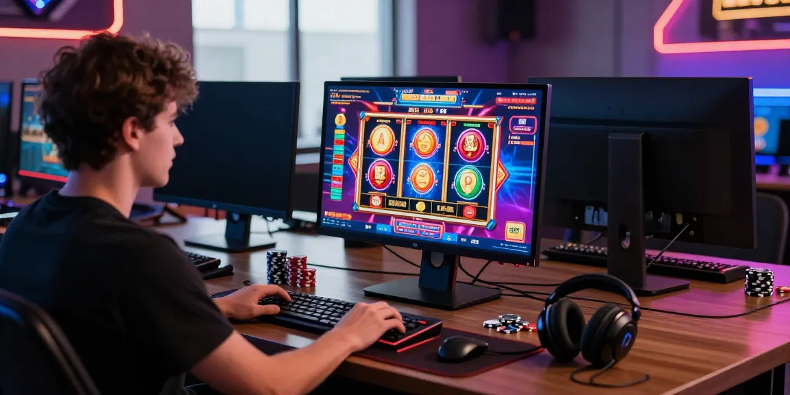 Engaging online gaming experience featuring a user at https://nbet.page/ interacting with vibrant casino graphics and gaming tools.