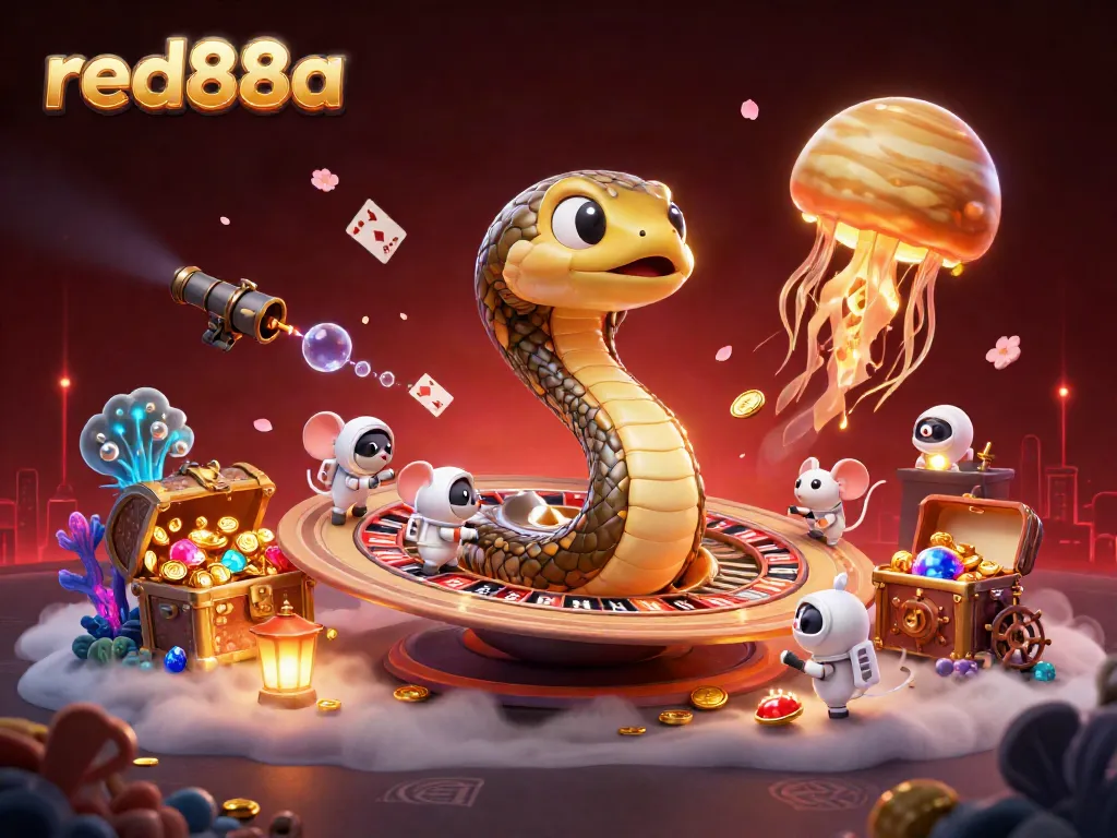 Engage in thrilling bets with red88a, where a Saturn ring snake and astronaut mice bring casino fun to life.