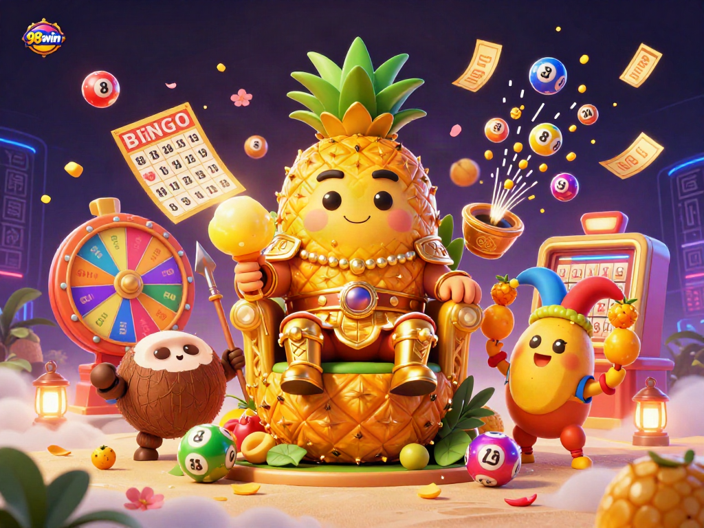Bet on vibrant 98win themed casino fun with lively characters and lottery elements.
