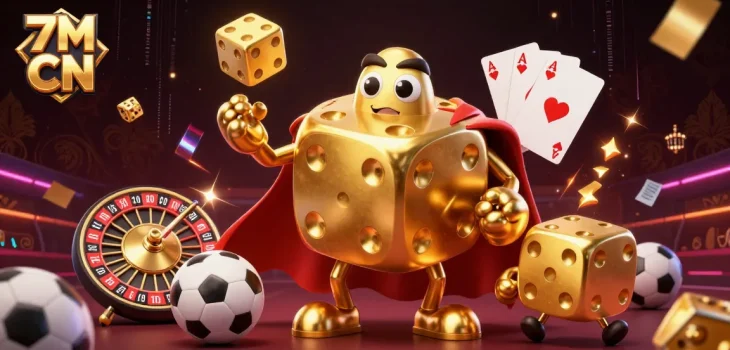 Betting on sports with 7M CN characters amidst vibrant gambling elements.