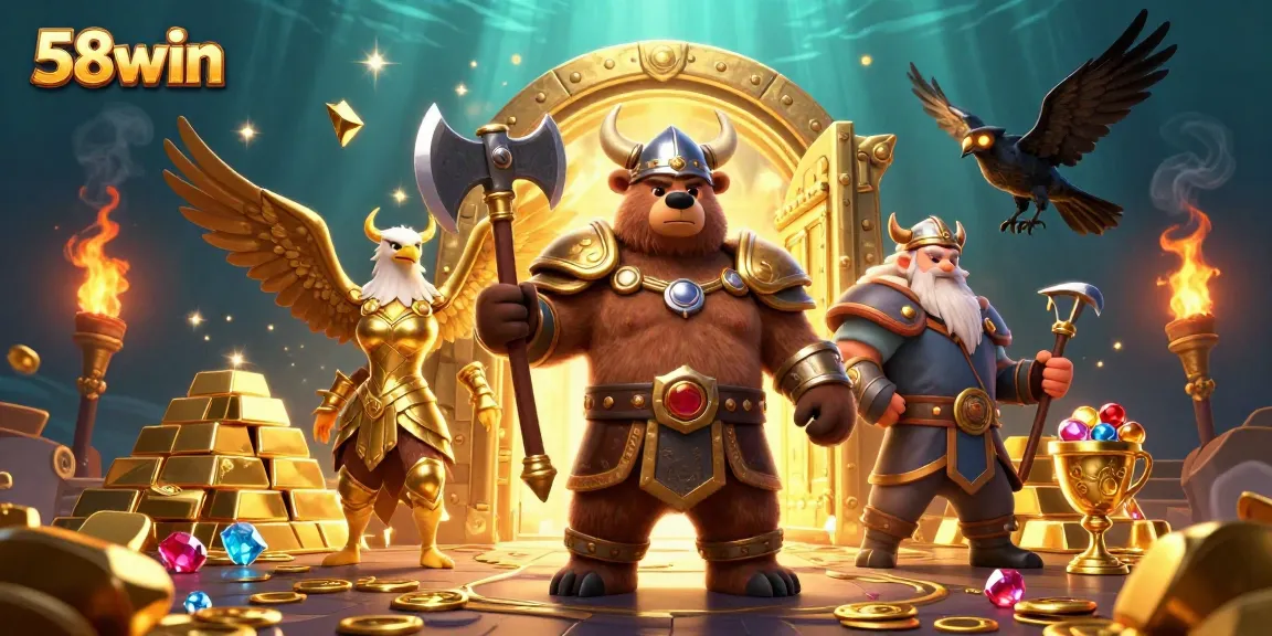 Engage with the vibrant world of 58win and uncover treasures in this dazzling casino scene.