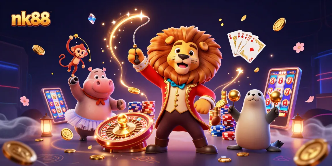 Experience thrilling gameplay at nk88 with vibrant casino characters and dynamic casino elements.