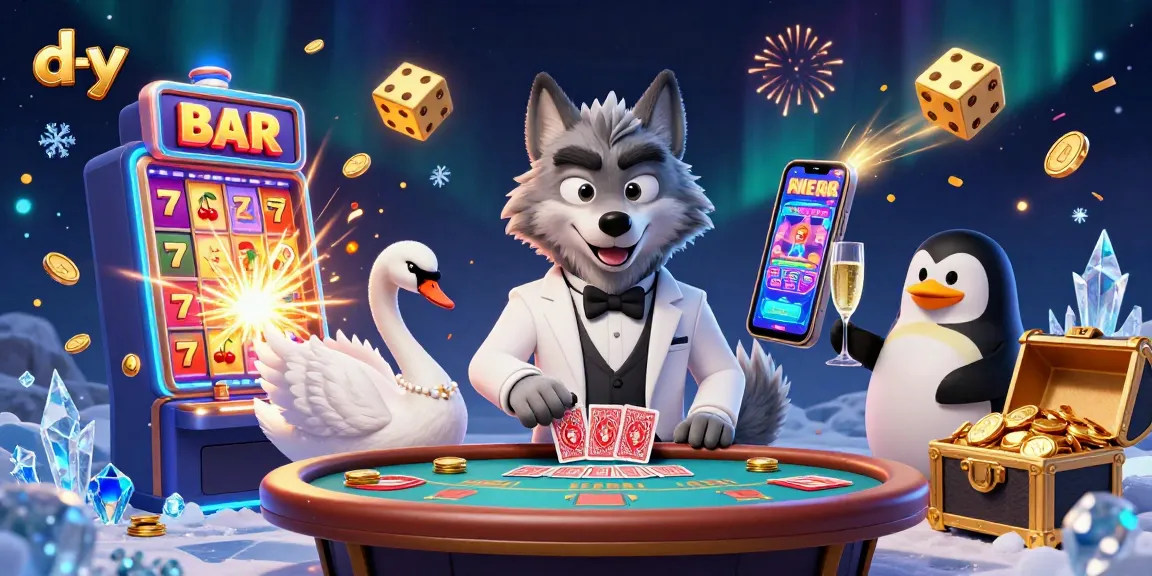 Experience the excitement of d-y with a debonair wolf at a baccarat table amidst jackpot thrills.