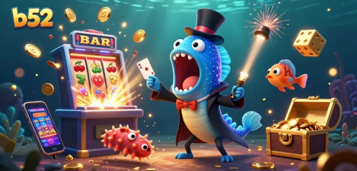 Engage with b52 casino games as a magical underwater scene features creative characters in action.