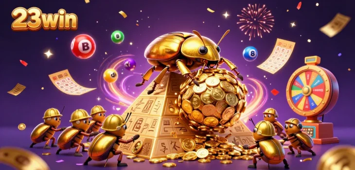 Engage in thrilling gaming experiences with 23win, featuring vibrant lottery elements and golden treasures.