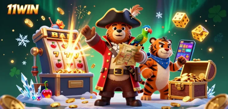 Spin the massive slot machine and win with 11WIN in this vibrant casino adventure.